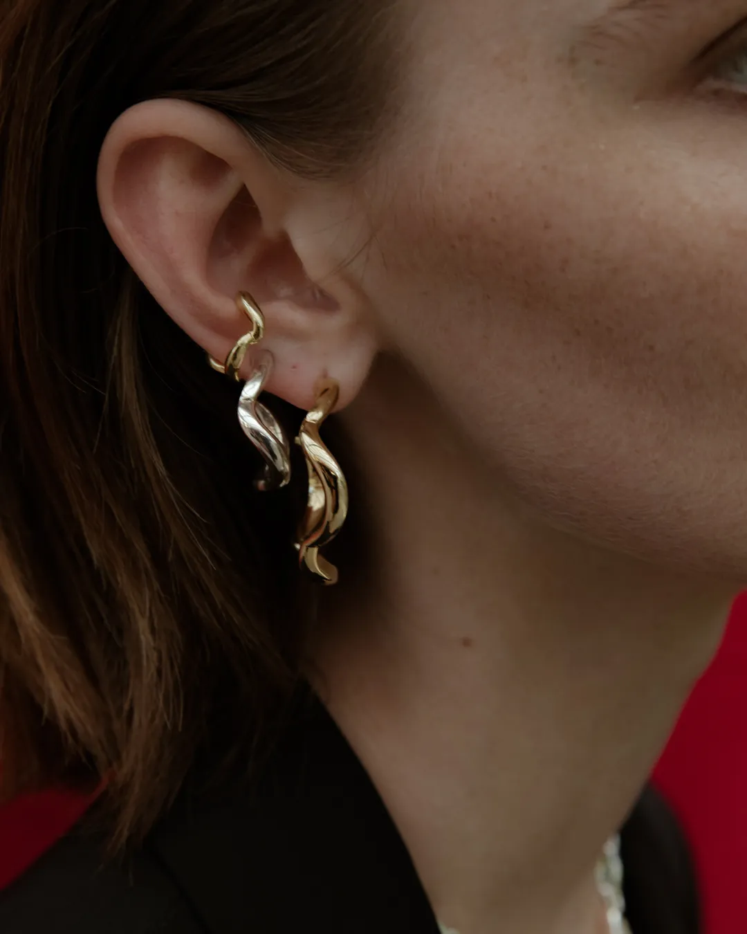 Wave Hoop Earrings - Small   Large