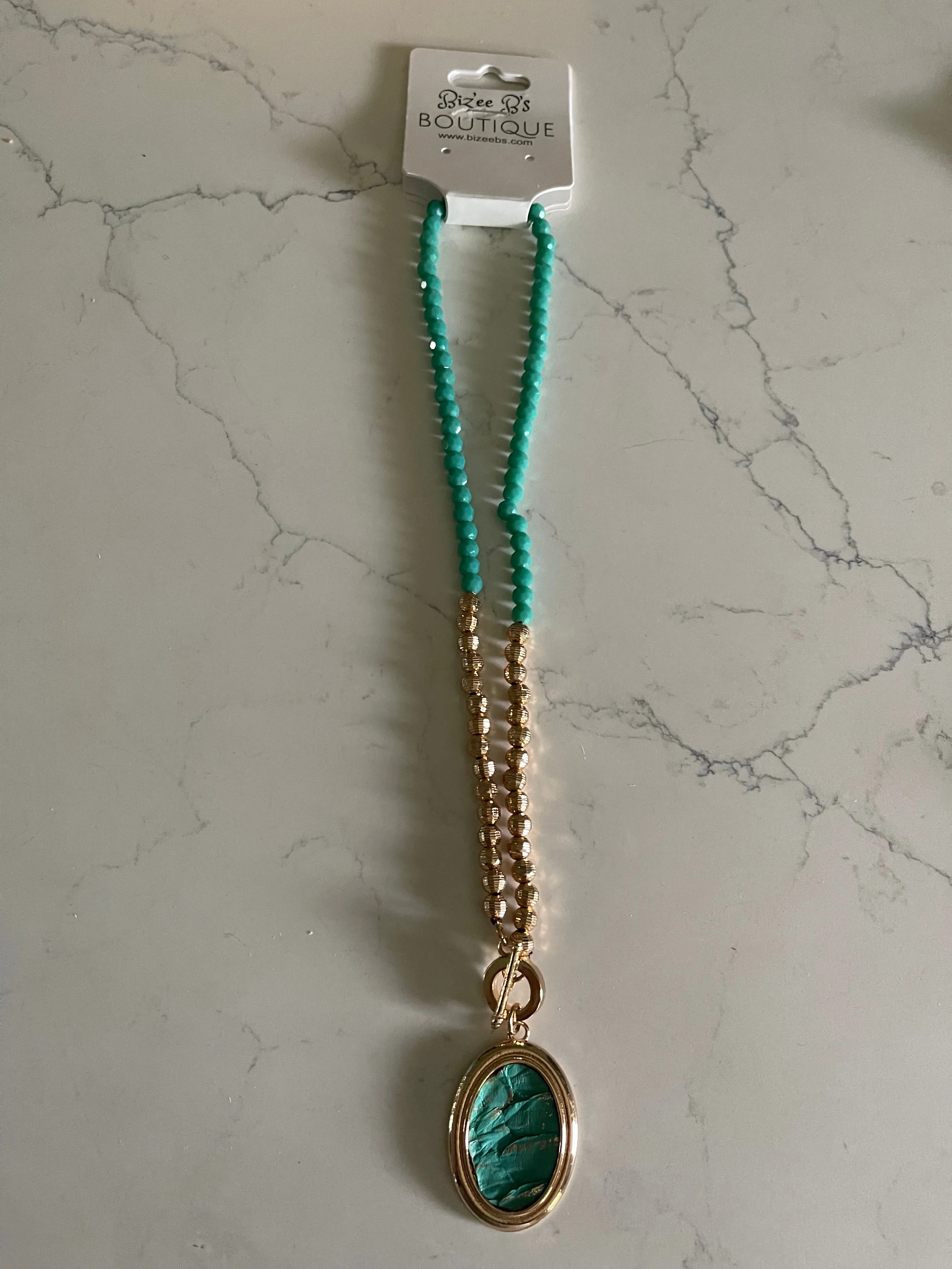 Western Cracked Look Oval Necklace