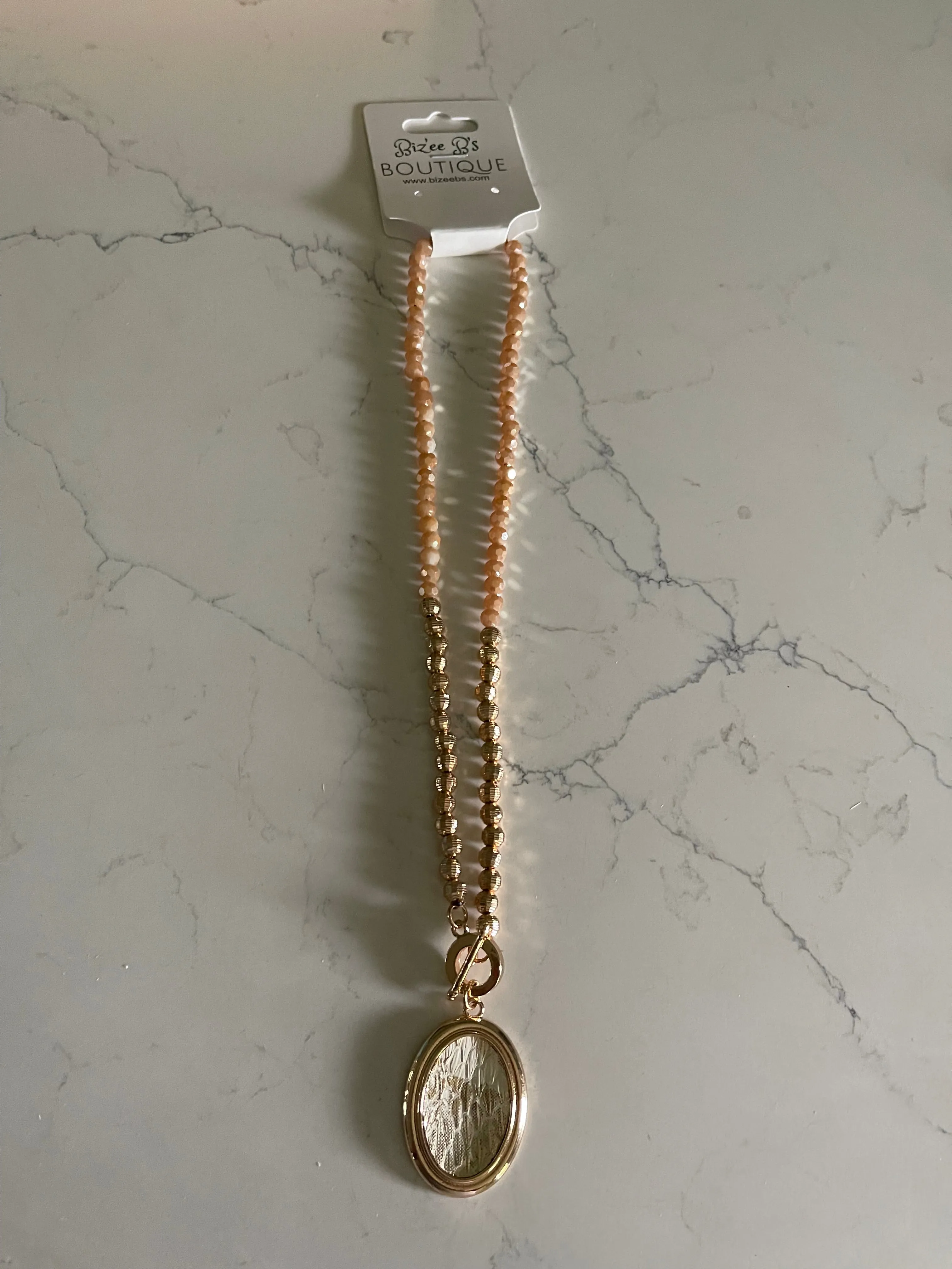 Western Cracked Look Oval Necklace