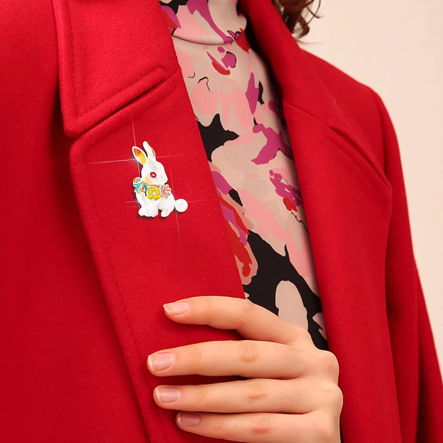 Women Classical Animal Wreath Rabbit Brooches for Easter Floral Cute Bunny Brooch for Girl Enamel Pin Corsage Scarf Clips