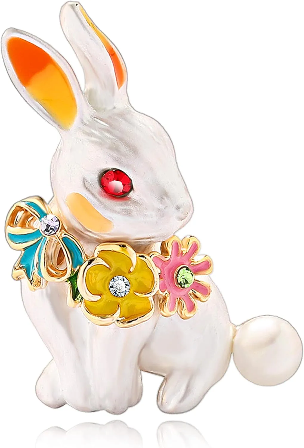 Women Classical Animal Wreath Rabbit Brooches for Easter Floral Cute Bunny Brooch for Girl Enamel Pin Corsage Scarf Clips