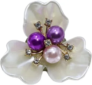 Women's Resin Crystal Pearl Flower Brooches Elegant Handmade Floral Statement Brooch Pins Fashion Jewelry Accessories for Women Girl Gift