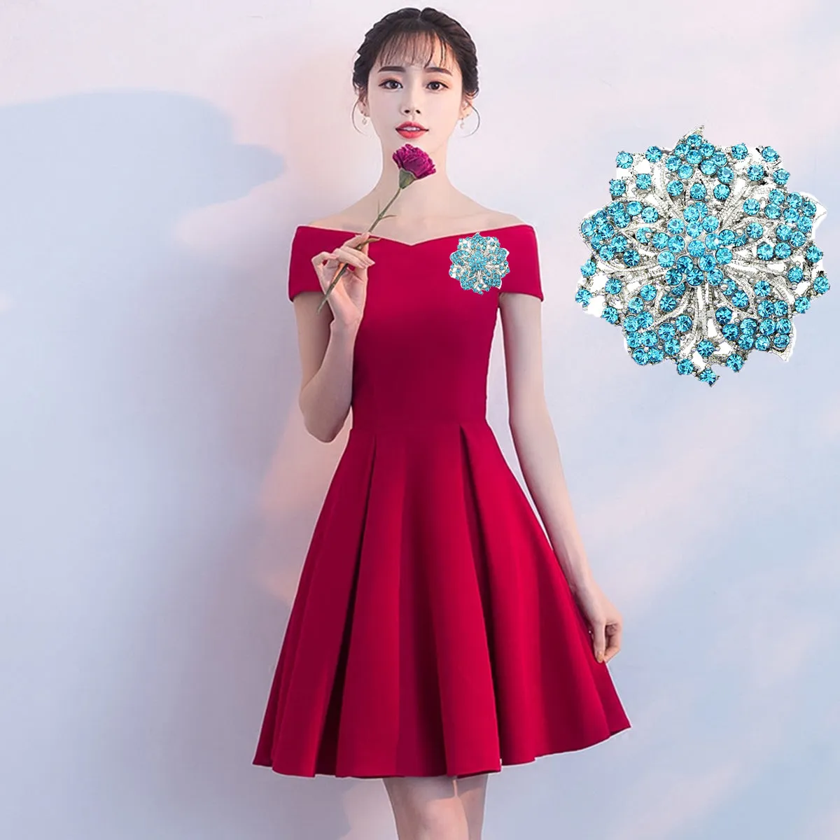 Women's Rhinestone Brooches Flower Crystal Brooches Pins Vintage Wedding Brooch for Banquet Wedding Daily Jewelry Supplies