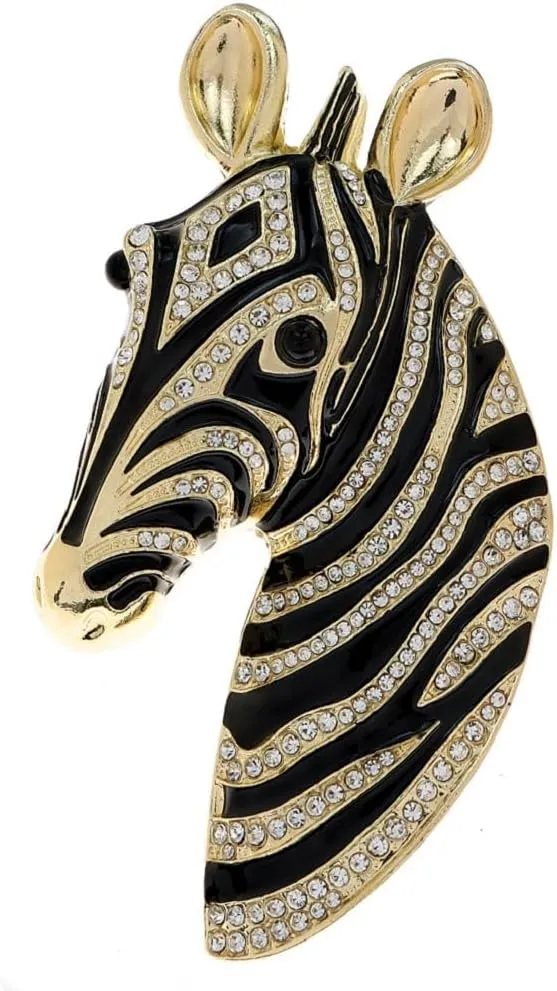 Zebra Head Brooch Pins for Women, African Zebra Brooch Pin, Cute Zebra Animal Brooch Lapel Pin, Bohemian Horse Head Brooches Pins for Women Hat Bag Suit Dress Accessories Jewelry